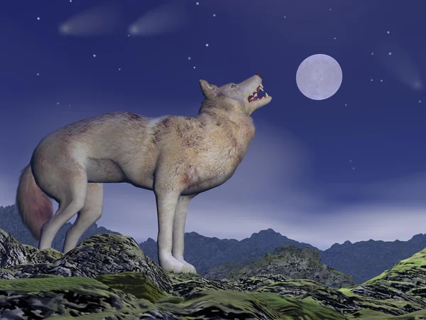 Wycie wilka - 3d renderowania — Zdjęcie stockowe