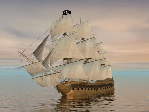 Piracki statek - 3d renderowania — Zdjęcie stockowe