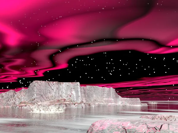 Aurores boréales (aurora borealis) - rendu 3D — Photo