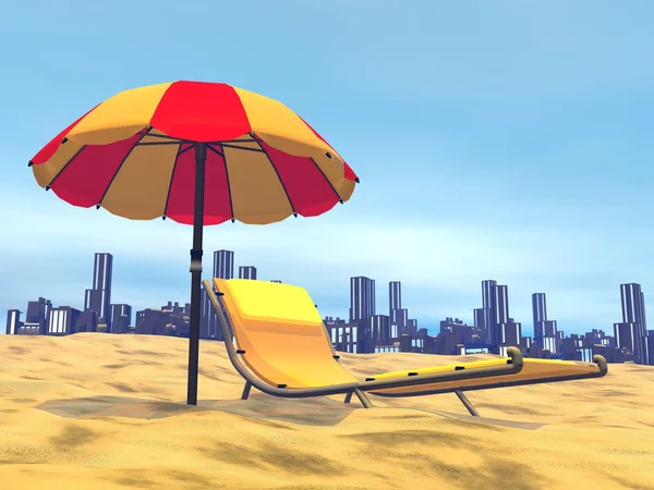 Relajación de verano, ciudad detrás-3D renderizar — Foto de Stock