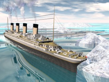 Titanic ship - 3D render clipart