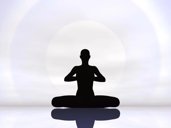 Meditatie door harde zon - 3d render — Stockfoto