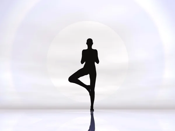 Yoga durch harte Sonne - 3D-Darstellung — Stockfoto