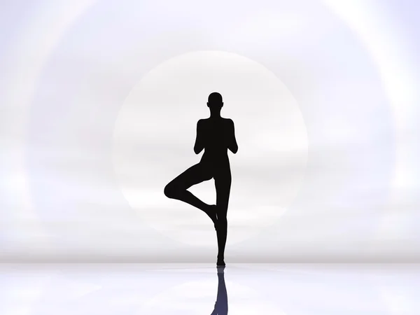 Yoga por sol duro - 3D render — Foto de Stock