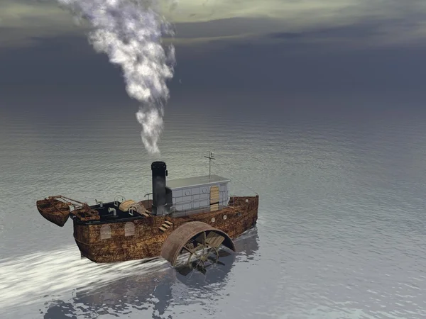 Barco de vapor - 3D render — Foto de Stock