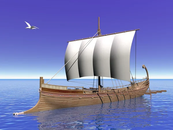 Greckie łódź - 3d render — Zdjęcie stockowe