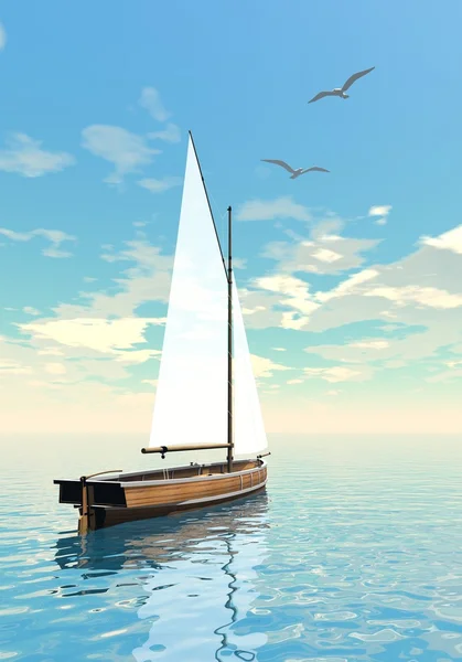 Barco à vela - renderização 3D — Fotografia de Stock
