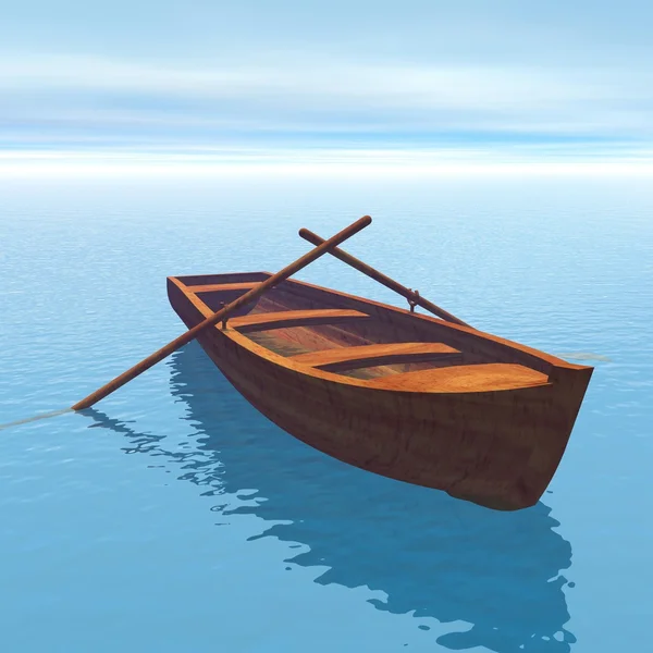 Houten boot - 3d render — Stockfoto