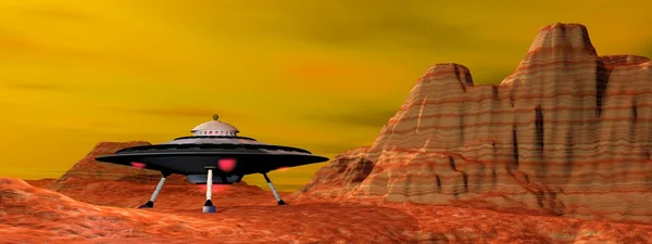UFO landed - 3D render — Stock Photo, Image