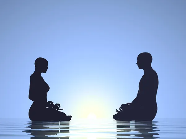 Meditasyon - 3d render couple — Stok fotoğraf