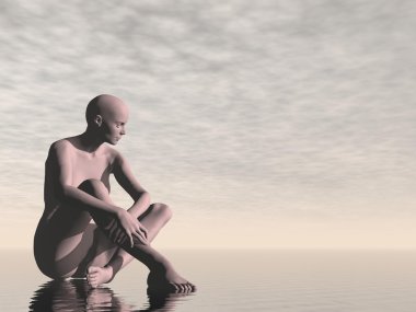 kadın - 3d render düşünme