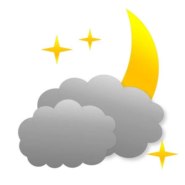Zataženo v noci jako ikony počasí — Stock fotografie