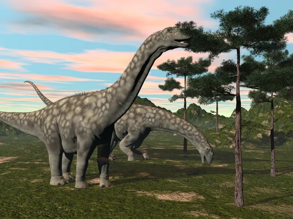Argentinosaurus dinossauro comendo árvore - 3D render — Fotografia de Stock