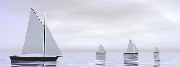 Barcos à vela - renderização 3D — Fotografia de Stock