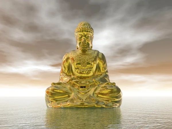 Złoty Budda - 3d renderowania — Zdjęcie stockowe