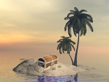 Hazine - 3d render bulmak için