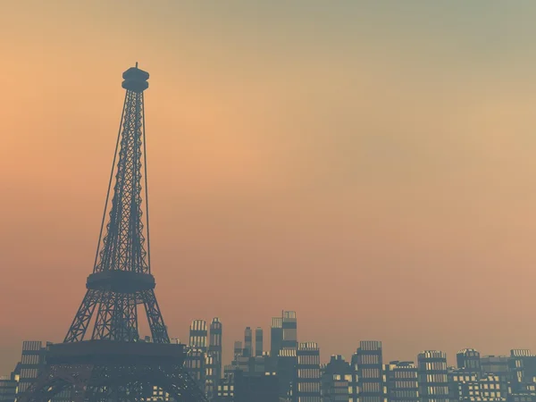 Poluição em Paris, França - 3D render — Fotografia de Stock