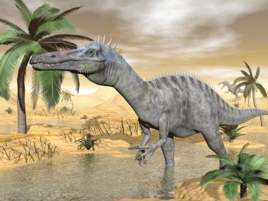çöl - 3d render Suchomimus dinozorlar