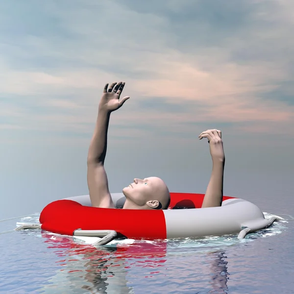 人溺水-3d 渲染 — 图库照片