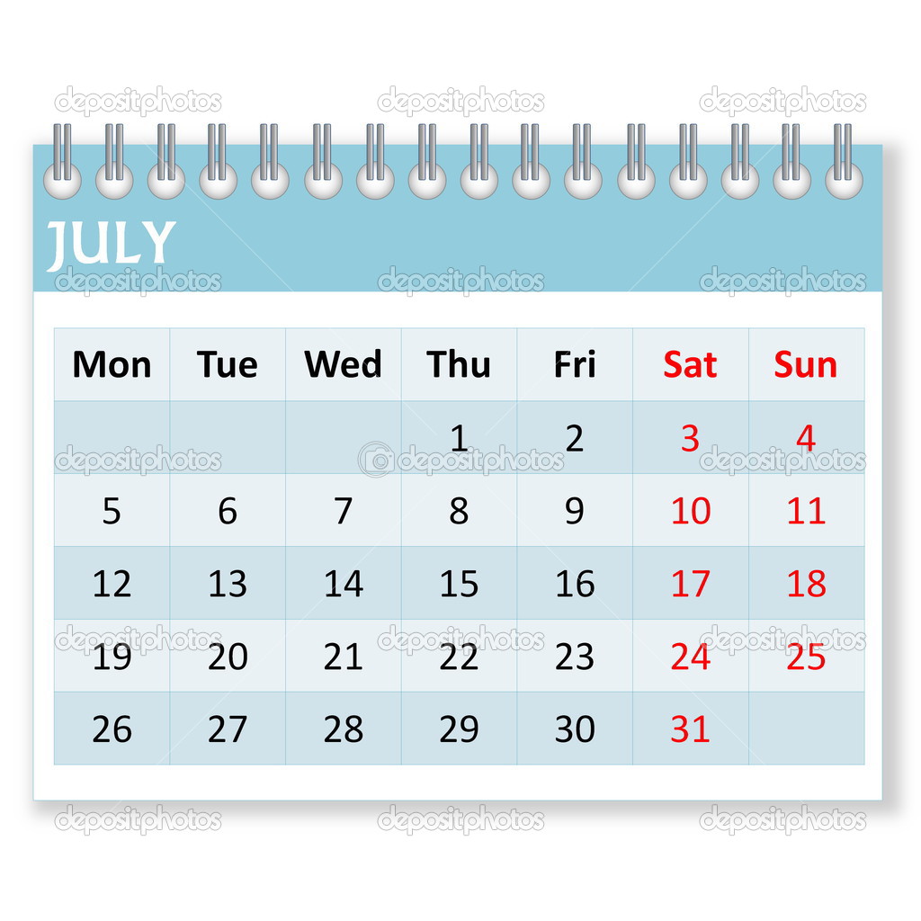 Calendar sheet for july