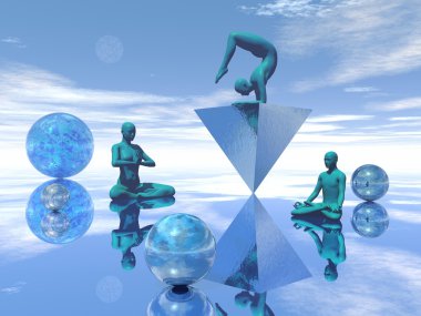 meditasyon - 3d render mavi
