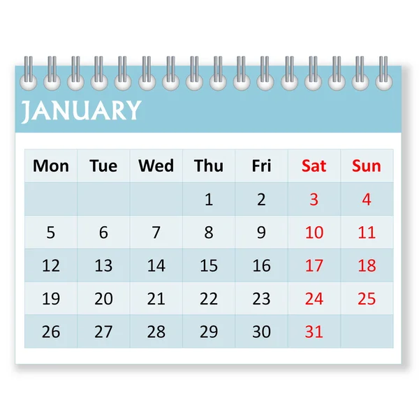 Calendar sheet for january — Stock Photo, Image