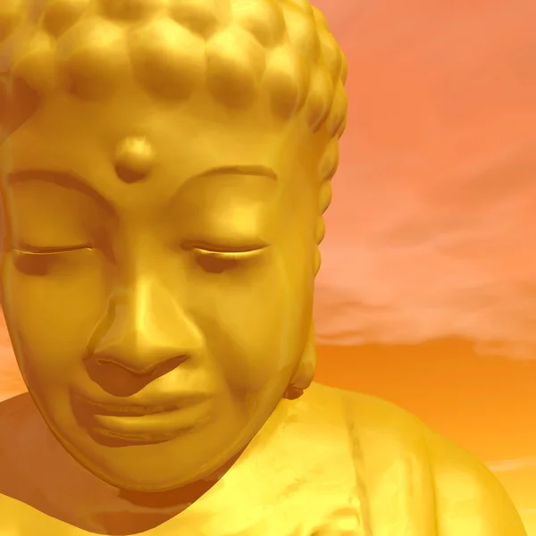 Buddha de oro - 3D render —  Fotos de Stock