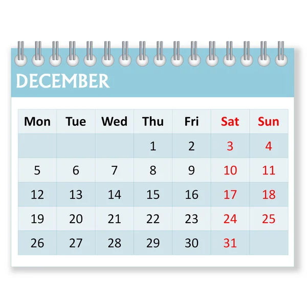 Calendar sheet for december — Stock Photo, Image