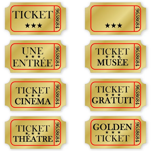 Conjunto de bilhetes dourados franceses — Fotografia de Stock