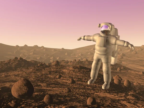 Astronaut on mars - 3D render — Stock Photo, Image