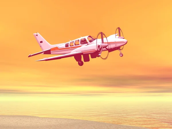 Avión sobre la playa del océano — Foto de Stock