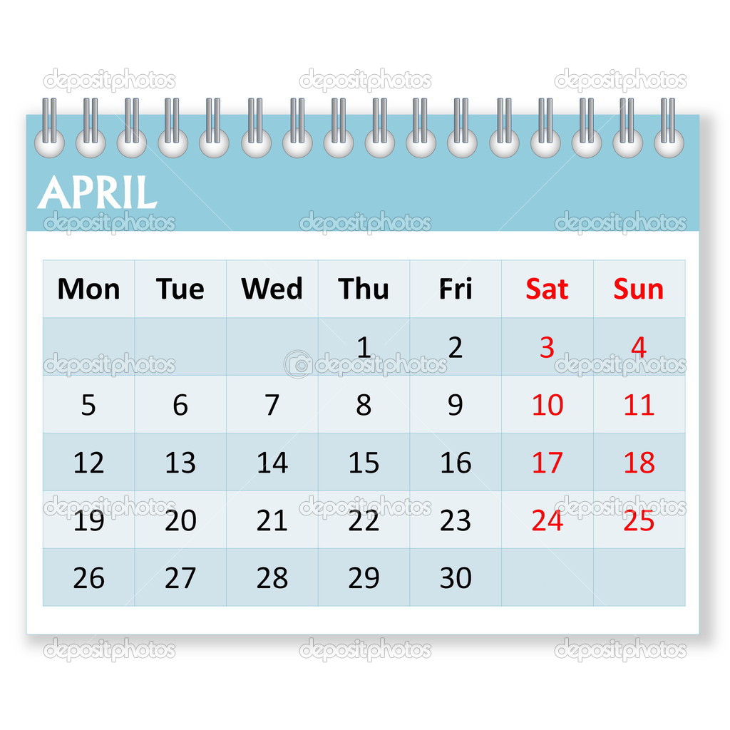 Calendar sheet for april