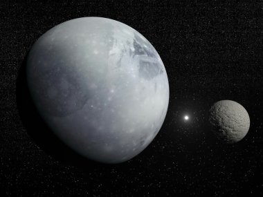 star - 3d render Pluton, charon ve polaris