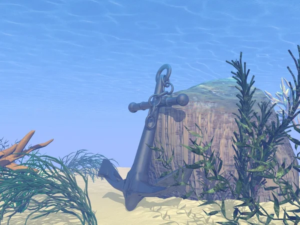 Podwodne kotwica - 3d render — Stockfoto