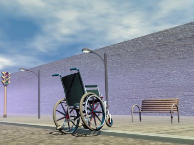 tekerlekli sandalye - 3d render için engel
