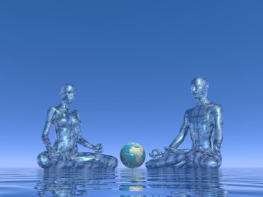 toprak - 3d render mavi meditasyon