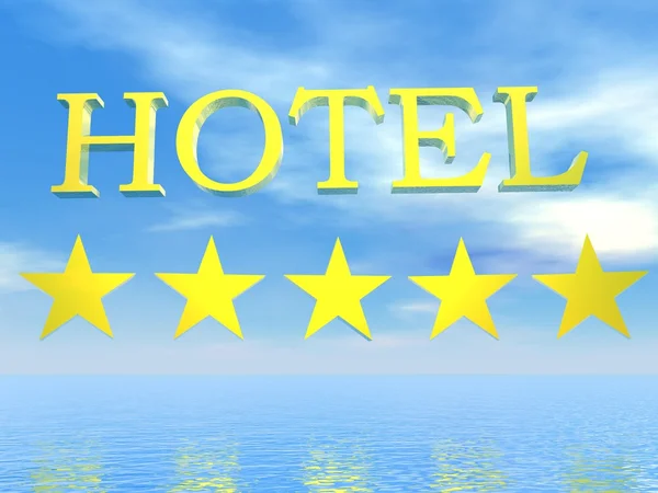 Golden Hotel tegn 5 stjerner - 3D-gengivelse - Stock-foto