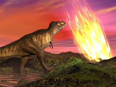 Dinozorların - 3d render yok oluşu
