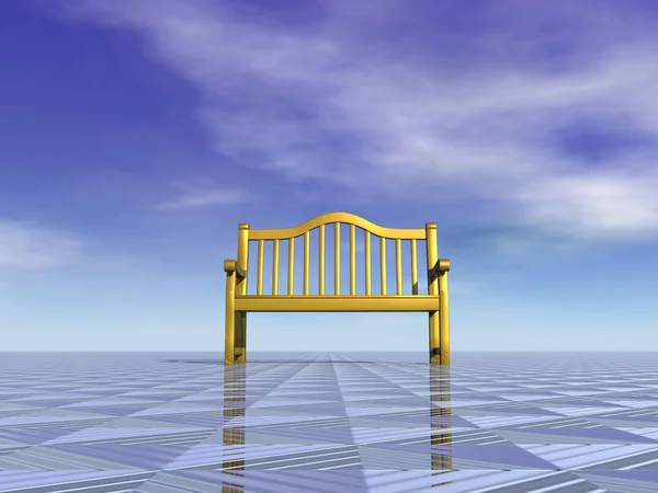 Золотая скамейка - 3D рендеринг — стоковое фото