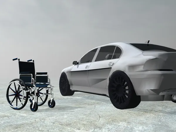 Adapted car for handicapped person - 3D render — Stock Photo, Image