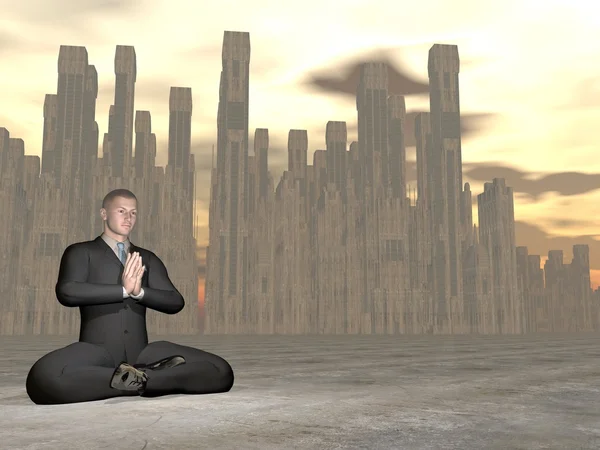 Meditación hombre de negocios - 3D render — Foto de Stock