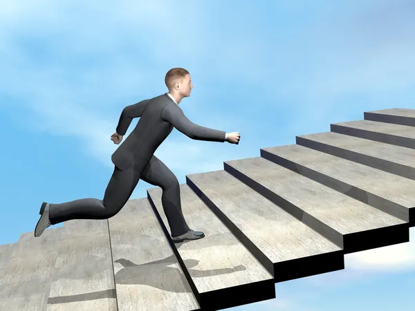 Businessman climbing stairs - 3D render — Stock Photo, Image