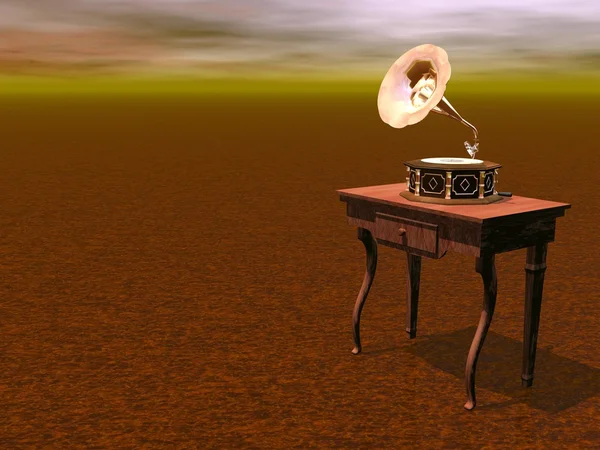 Grammophon - 3D-Darstellung — Stockfoto