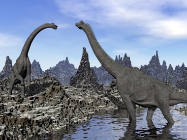 Brachiosaurus Dinozorların - 3d render