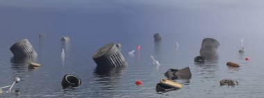 okyanus - 3d render kirliliği