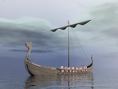 Viking drakkar - 3D render clipart