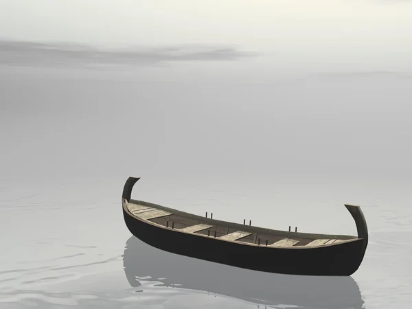 Peaceful wooden boat - 3D render — Stock Photo, Image