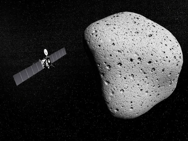 Rosetta probe and comet 67P Churyumov-Gerasimenko - 3D render — Stock Photo, Image