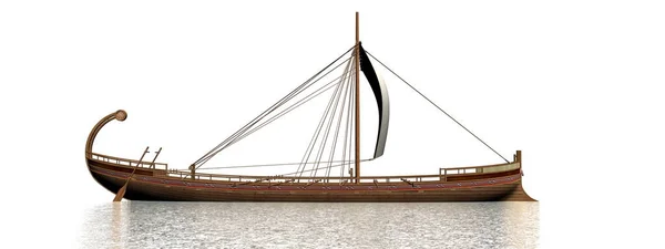 One greek boat on the water - 3D render — Stock Photo, Image