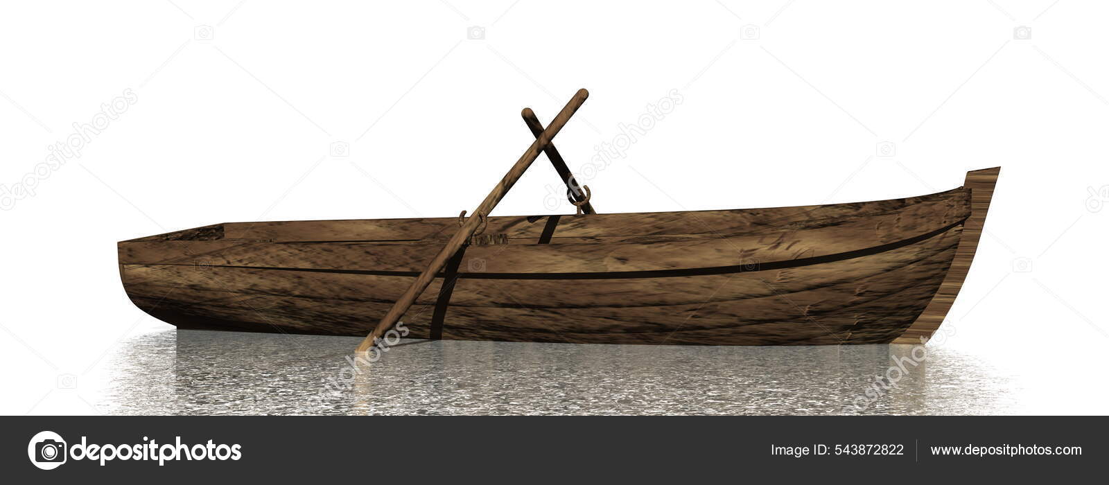 Small Wood Boat Water White Background Render — Stock Photo © Elenarts  #543872822